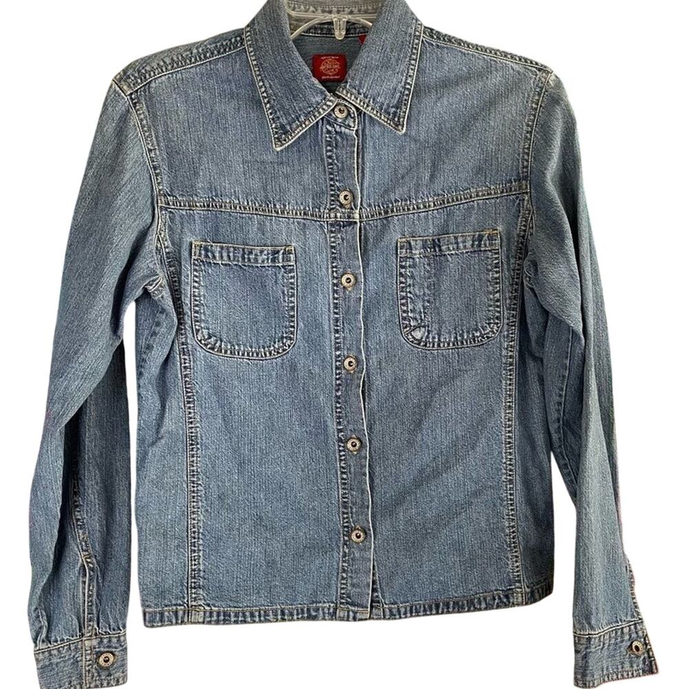 Y2K Gap Denim Metal Button Down Shirt Size Small 100% Cotton